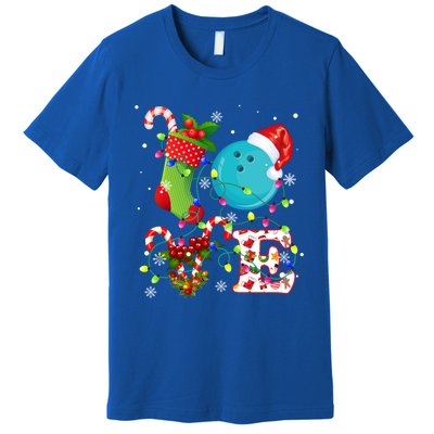 Bowling Ball Xmas Lighting Santa Love Bowling Ball Christmas Great Gift Premium T-Shirt