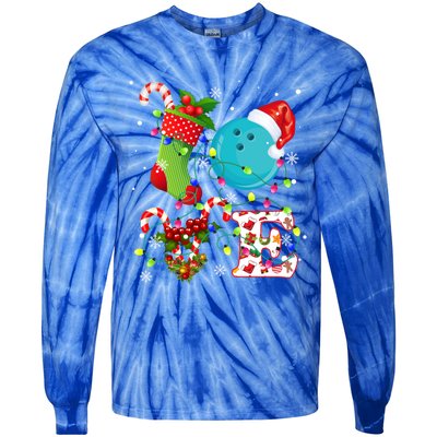 Bowling Ball Xmas Lighting Santa Love Bowling Ball Christmas Great Gift Tie-Dye Long Sleeve Shirt