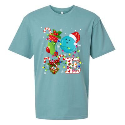 Bowling Ball Xmas Lighting Santa Love Bowling Ball Christmas Great Gift Sueded Cloud Jersey T-Shirt