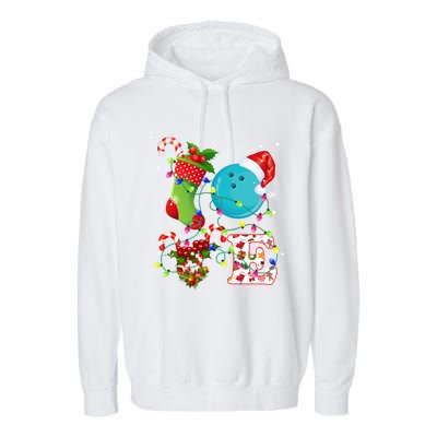 Bowling Ball Xmas Lighting Santa Love Bowling Ball Christmas Great Gift Garment-Dyed Fleece Hoodie