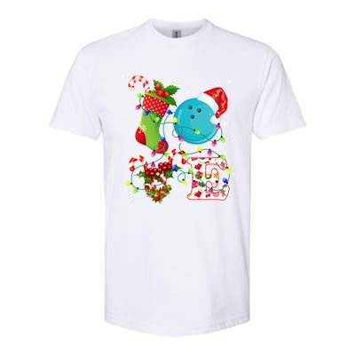 Bowling Ball Xmas Lighting Santa Love Bowling Ball Christmas Great Gift Softstyle CVC T-Shirt