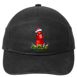 Bowling Ball Xmas Santa Bowling Ball Snowman Christmas 7-Panel Snapback Hat