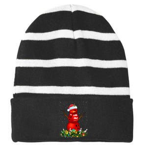 Bowling Ball Xmas Santa Bowling Ball Snowman Christmas Striped Beanie with Solid Band