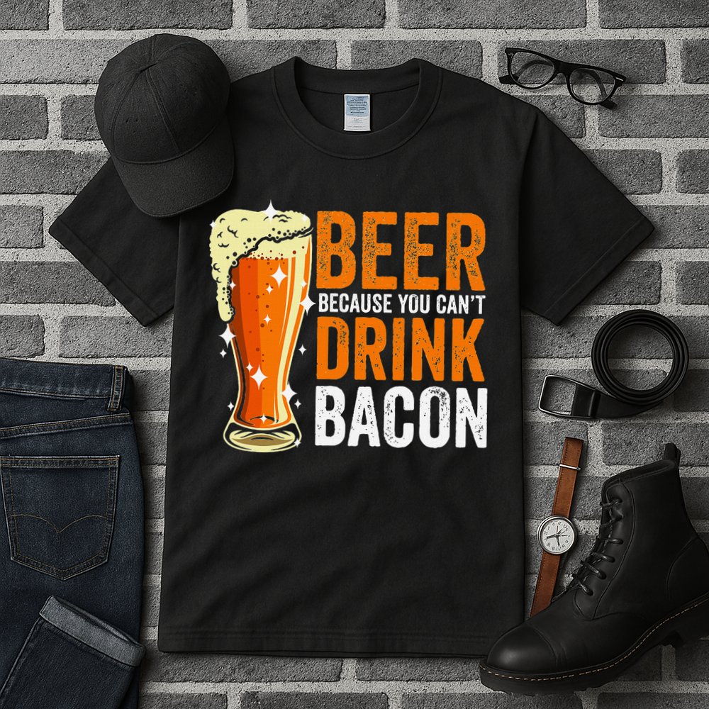 Beer Because You CanT Drink Bacon Funny Saying Design Tall T-Shirt
