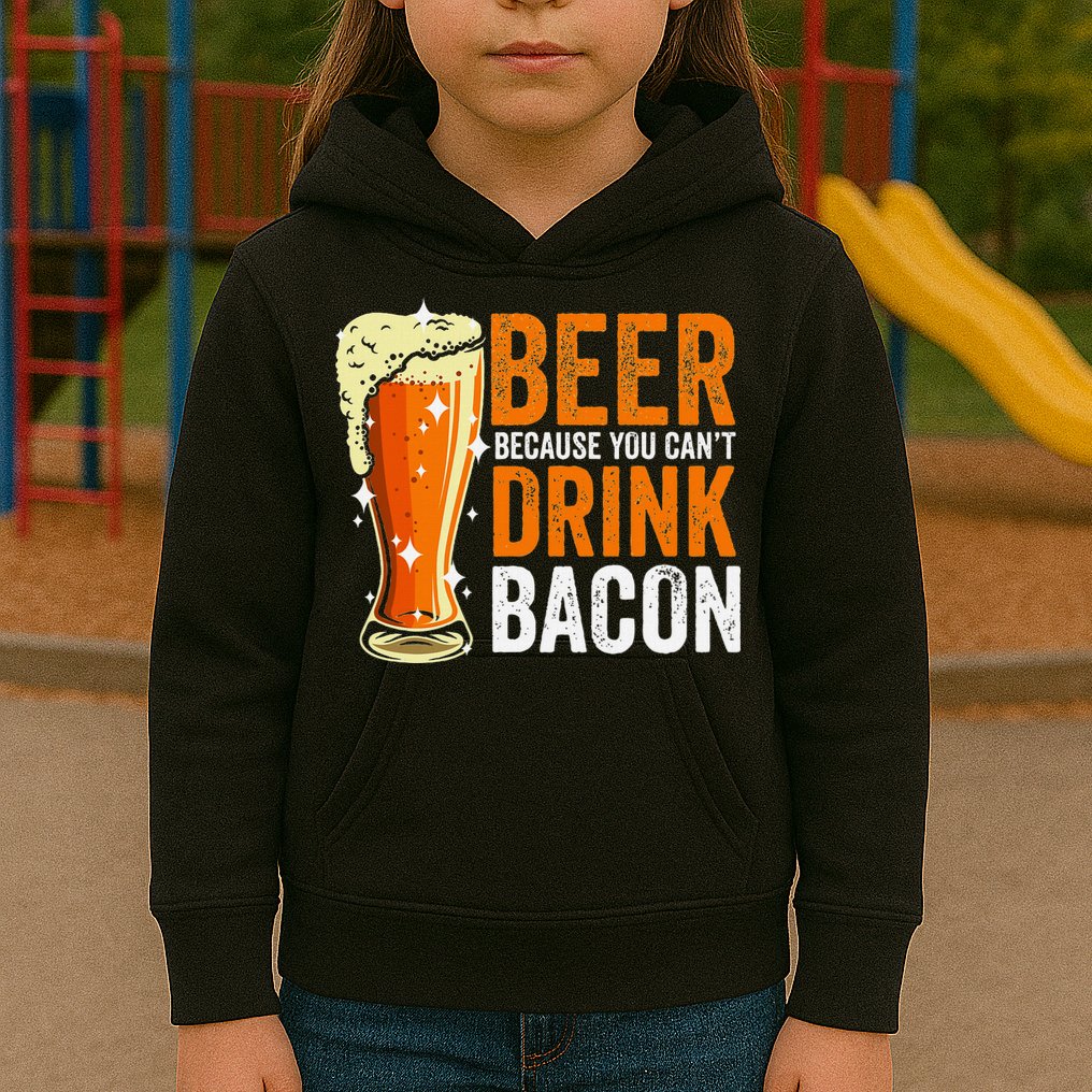 Beer Because You CanT Drink Bacon Funny Saying Design Kids Hoodie