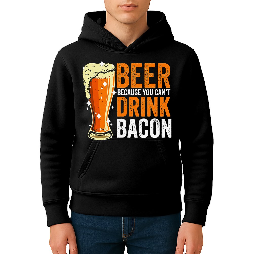 Beer Because You CanT Drink Bacon Funny Saying Design Kids Hoodie
