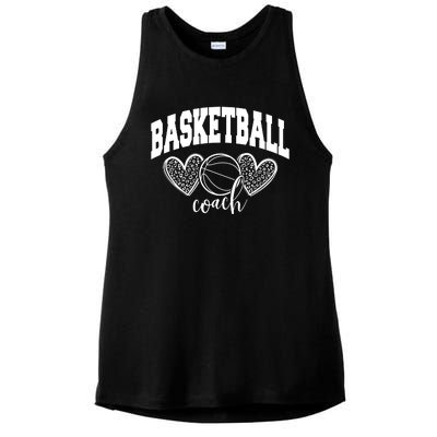 Basketball Coach Leopard Print Ladies PosiCharge Tri-Blend Wicking Tank