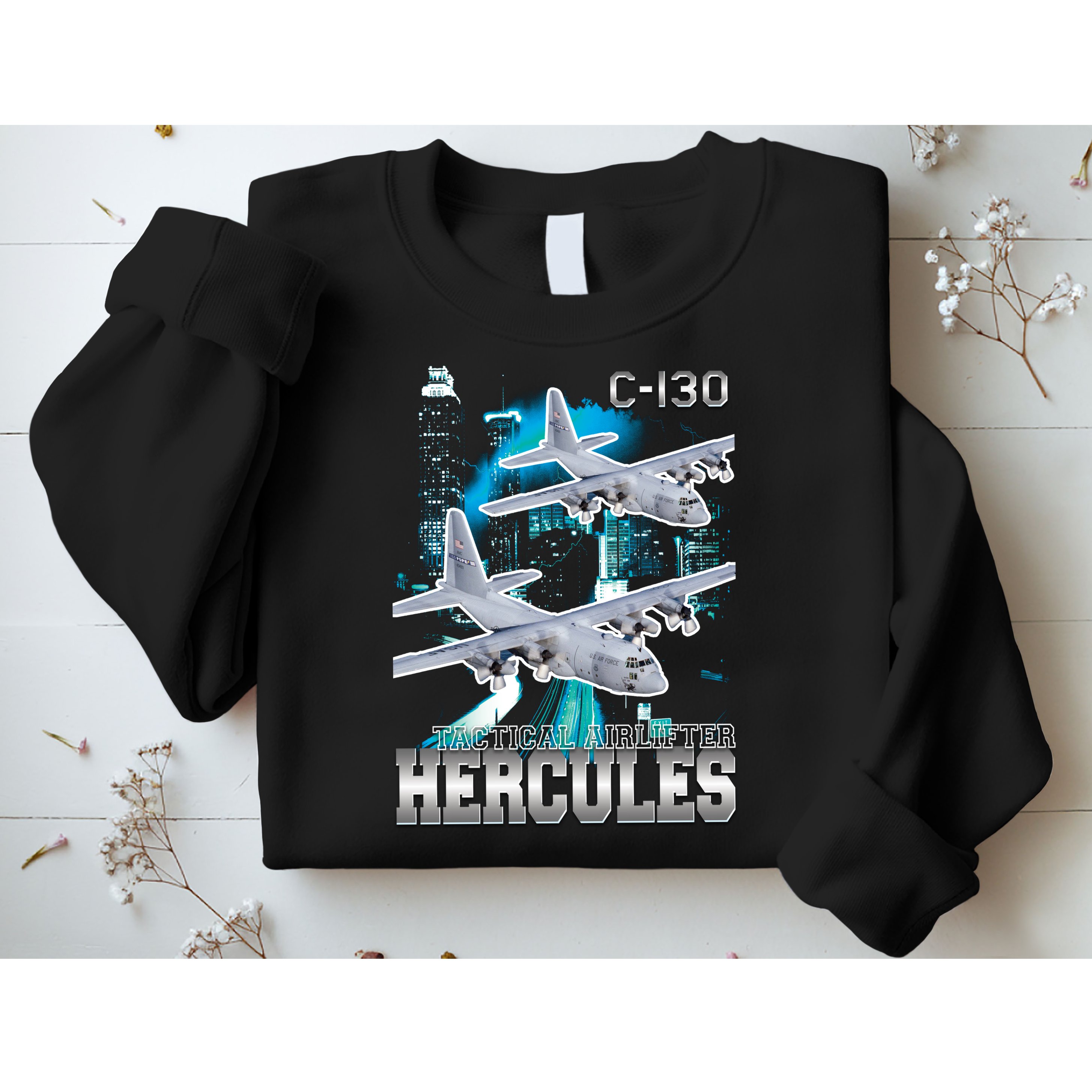 Bootleg C 130 Hercules USAF Aircraft Sweatshirt