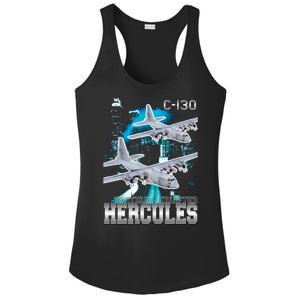 Bootleg C 130 Hercules USAF Aircraft Ladies PosiCharge Competitor Racerback Tank