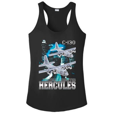 Bootleg C 130 Hercules USAF Aircraft Ladies PosiCharge Competitor Racerback Tank