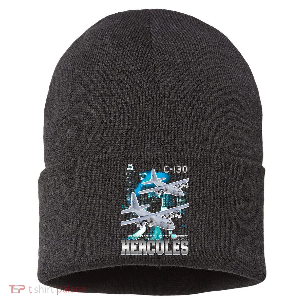 Bootleg C 130 Hercules USAF Aircraft Sustainable Knit Beanie