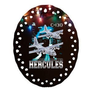 Bootleg C 130 Hercules USAF Aircraft Ceramic Oval Ornament