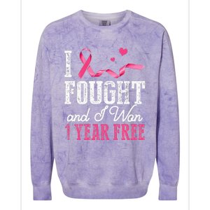 Breast Cancerversary 1 Year Breast Cancer Free Gift Colorblast Crewneck Sweatshirt