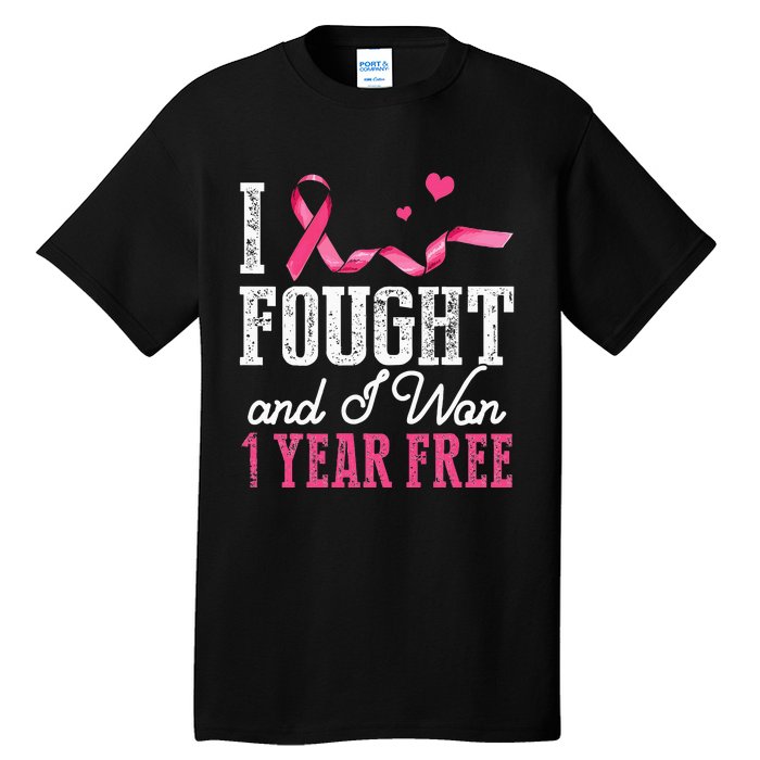 Breast Cancerversary 1 Year Breast Cancer Free Gift Tall T-Shirt