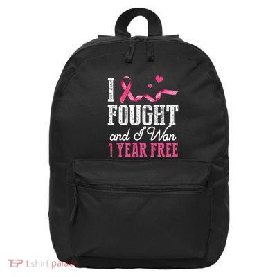 Breast Cancerversary 1 Year Breast Cancer Free Gift 16 in Basic Backpack