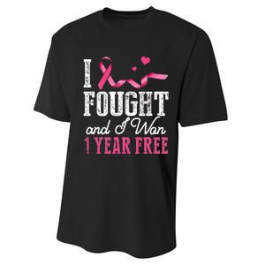 Breast Cancerversary 1 Year Breast Cancer Free Gift Performance Sprint T-Shirt