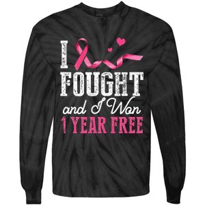 Breast Cancerversary 1 Year Breast Cancer Free Gift Tie-Dye Long Sleeve Shirt