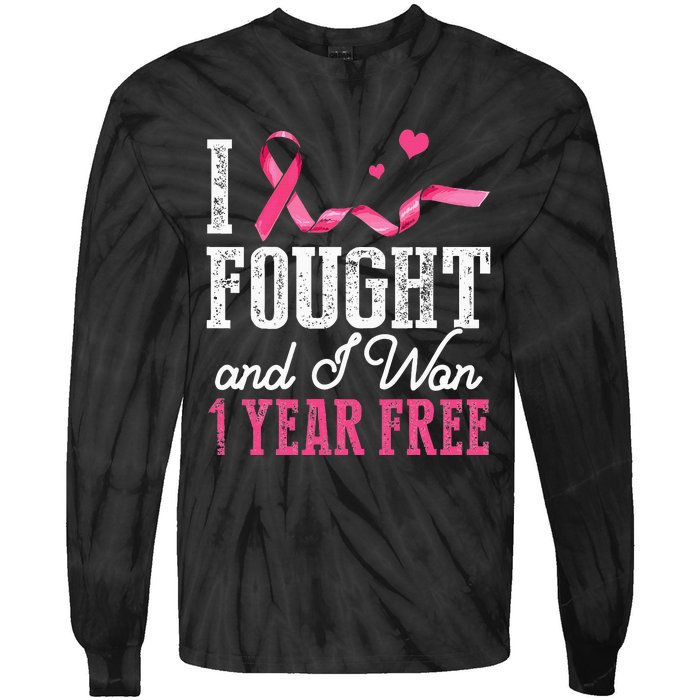 Breast Cancerversary 1 Year Breast Cancer Free Gift Tie-Dye Long Sleeve Shirt