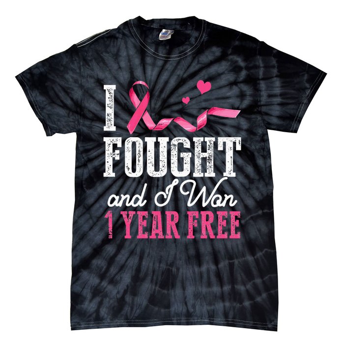 Breast Cancerversary 1 Year Breast Cancer Free Gift Tie-Dye T-Shirt