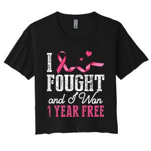 Breast Cancerversary 1 Year Breast Cancer Free Gift Women's Crop Top Tee