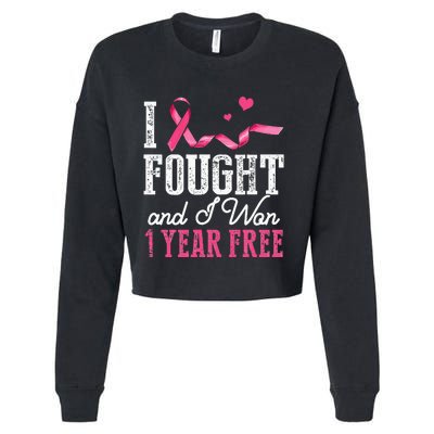 Breast Cancerversary 1 Year Breast Cancer Free Gift Cropped Pullover Crew