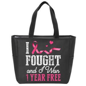 Breast Cancerversary 1 Year Breast Cancer Free Gift Zip Tote Bag