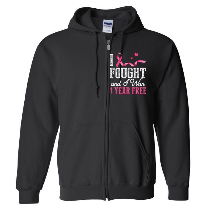 Breast Cancerversary 1 Year Breast Cancer Free Gift Full Zip Hoodie