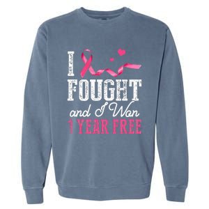 Breast Cancerversary 1 Year Breast Cancer Free Gift Garment-Dyed Sweatshirt