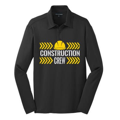 Birthday Crew 1st Construction Birthday Truck Party Silk Touch Performance Long Sleeve Polo