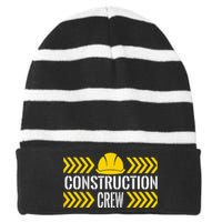 Birthday Crew 1st Construction Birthday Truck Party Striped Beanie with Solid Band