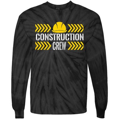 Birthday Crew 1st Construction Birthday Truck Party Tie-Dye Long Sleeve Shirt