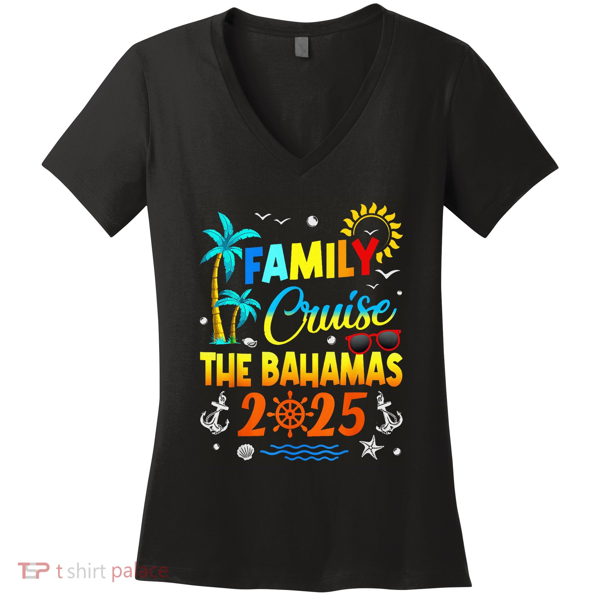Bahamas Cruise 2025 Family Friends Group Vacation Matching Women's V-Neck T-Shirt