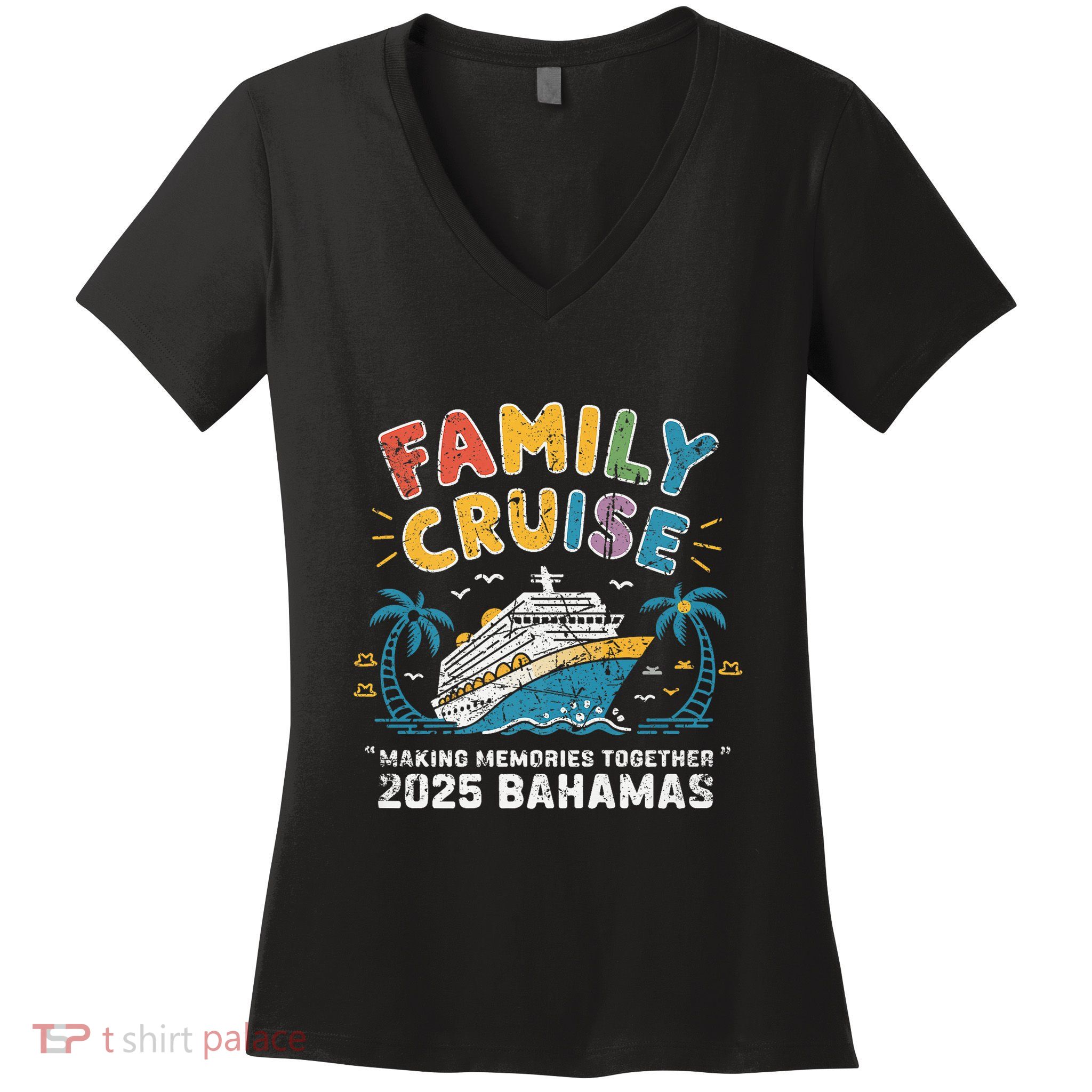 Bahamas Cruise 2025 Family Friends Group Vacation Matching Women's V-Neck T-Shirt