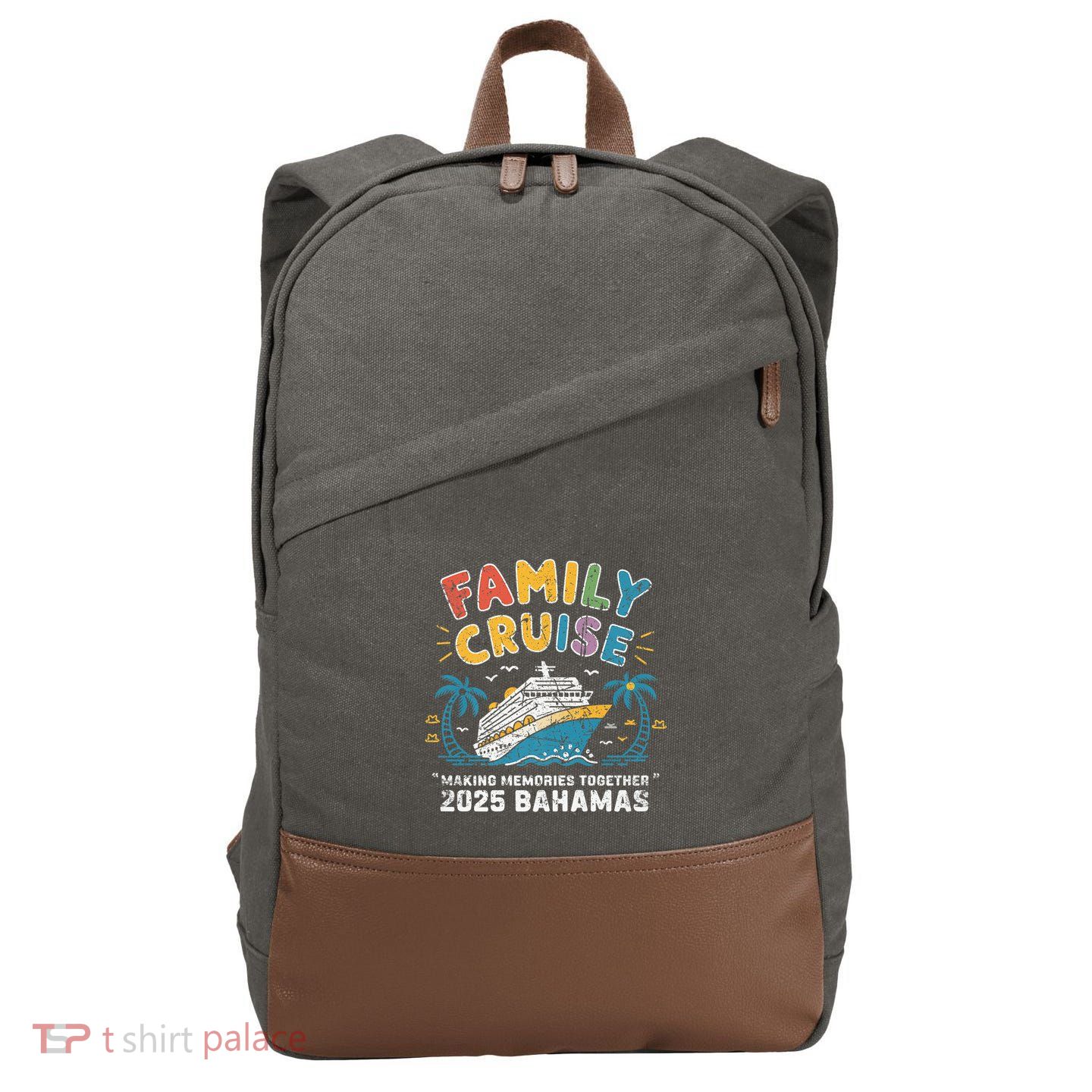 Bahamas Cruise 2025 Family Friends Group Vacation Matching Cotton Canvas Backpack
