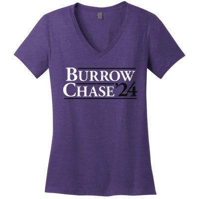 Burrow Chase 2024 Funny Burrow Chase 24 Women's V-Neck T-Shirt