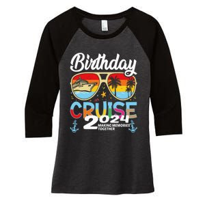 Birthday Cruise 2024 Making Memories Together Summer Sunglasses Women's Tri-Blend 3/4-Sleeve Raglan Shirt