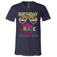 Birthday Cruise 2025 Making Memories Together Sunglasses V-Neck T-Shirt