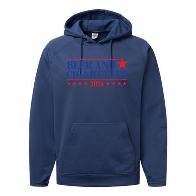 Beer & Cigarettes 24 Funny Performance Fleece Hoodie