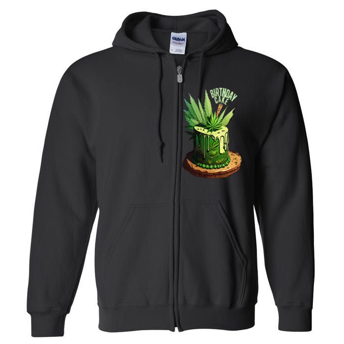 Birthday Cake 420 Cannabis Culture Stoner Weed Strain Full Zip Hoodie