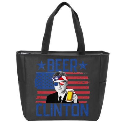 Beer Clinton 4th Of July Drinking President Bill Clinton Zip Tote Bag