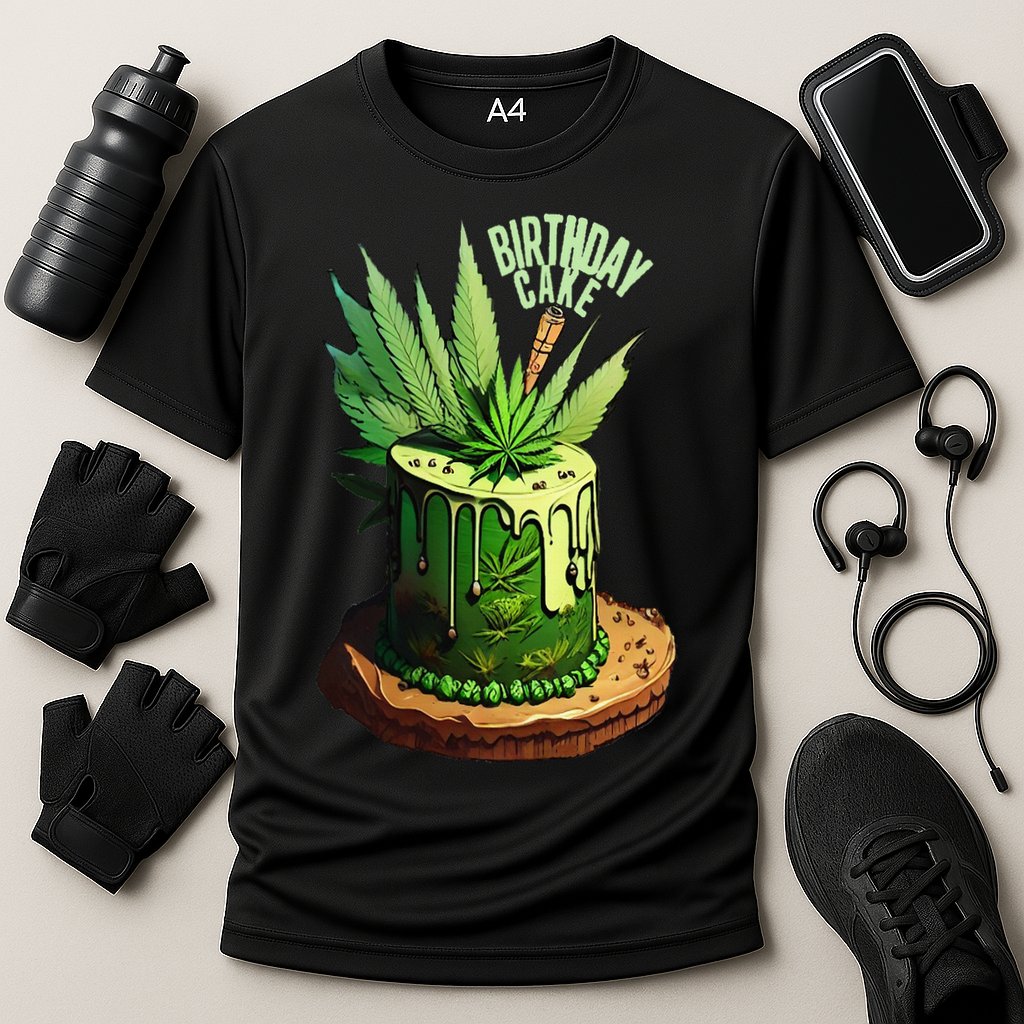 Birthday Cake 420 Cannabis Culture Stoner Weed Strain Cooling Performance Crew T-Shirt