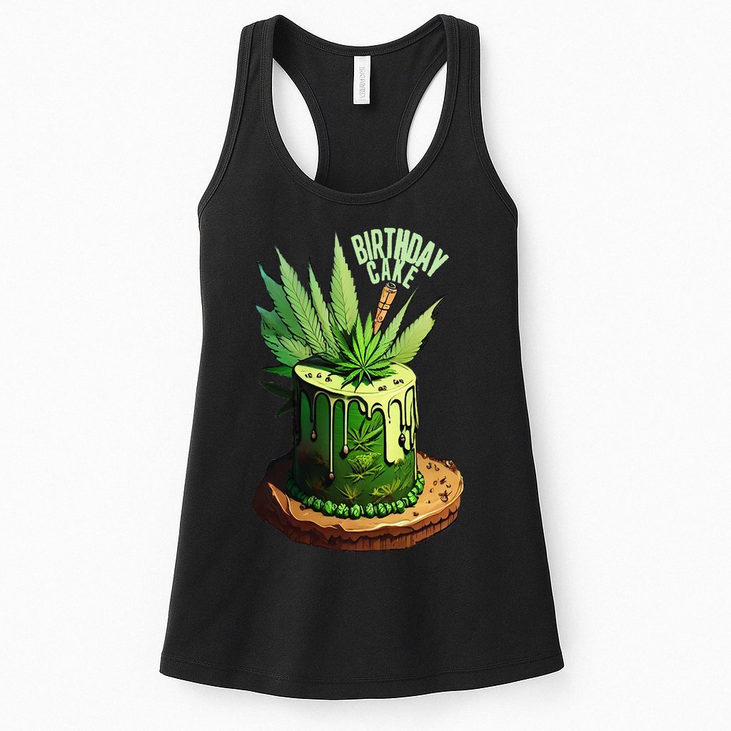 Birthday Cake 420 Cannabis Culture Stoner Weed Strain Womens Tank Top