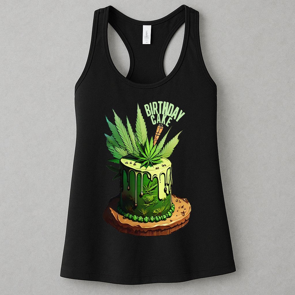 Birthday Cake 420 Cannabis Culture Stoner Weed Strain Womens Tank Top