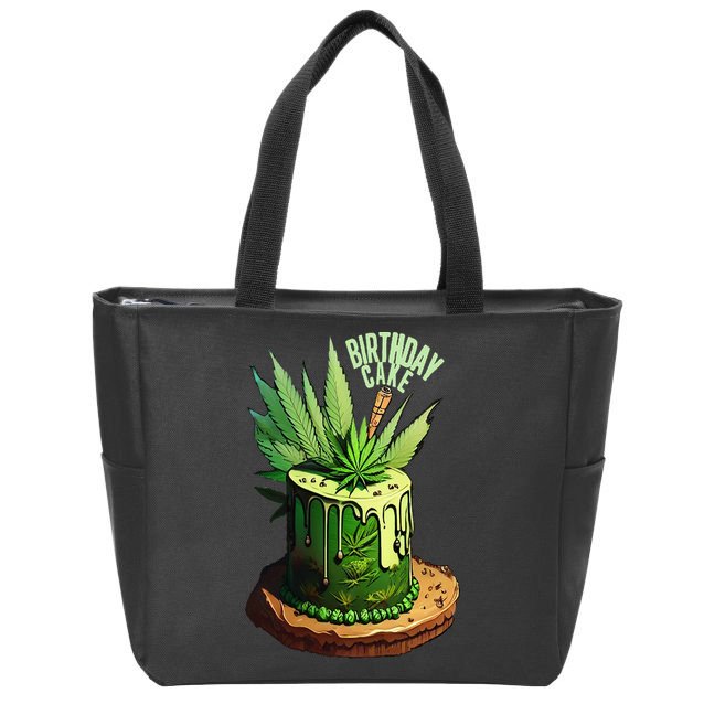 Birthday Cake 420 Cannabis Culture Stoner Weed Strain Zip Tote Bag