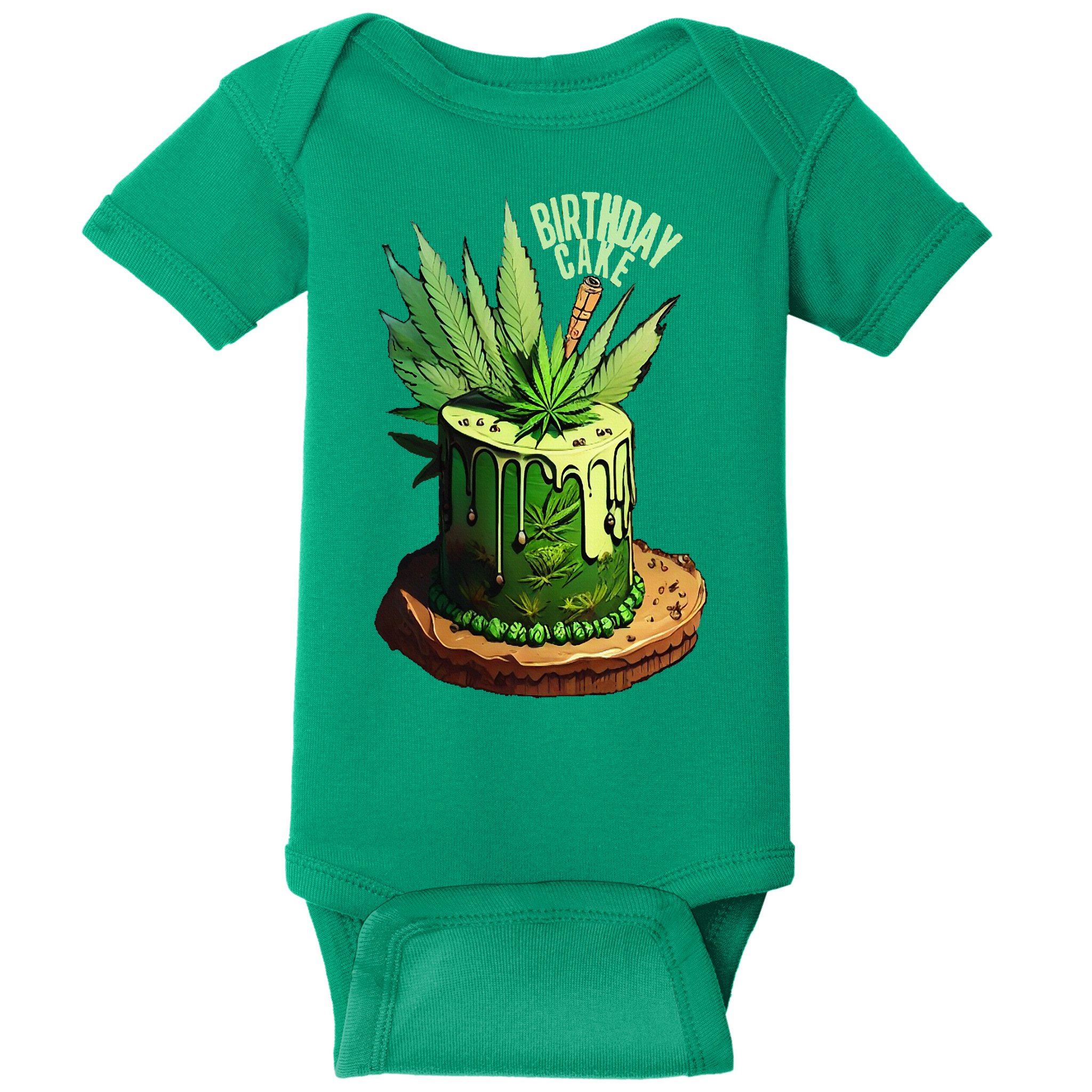 Birthday Cake 420 Cannabis Culture Stoner Weed Strain Baby Bodysuit
