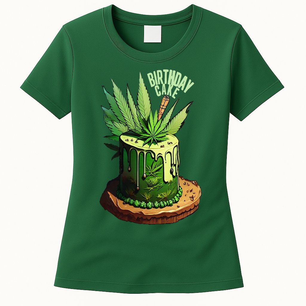 Birthday Cake 420 Cannabis Culture Stoner Weed Strain Womens T-Shirt