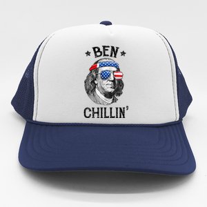 Ben Chillin 4th of July Ben Franklin USA Independence Flag Trucker Hat