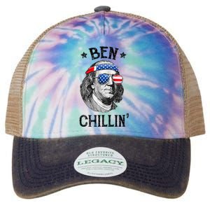 Ben Chillin 4th of July Ben Franklin USA Independence Flag Legacy Tie Dye Trucker Hat