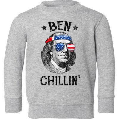 Ben Chillin 4th of July Ben Franklin USA Independence Flag Toddler Sweatshirt