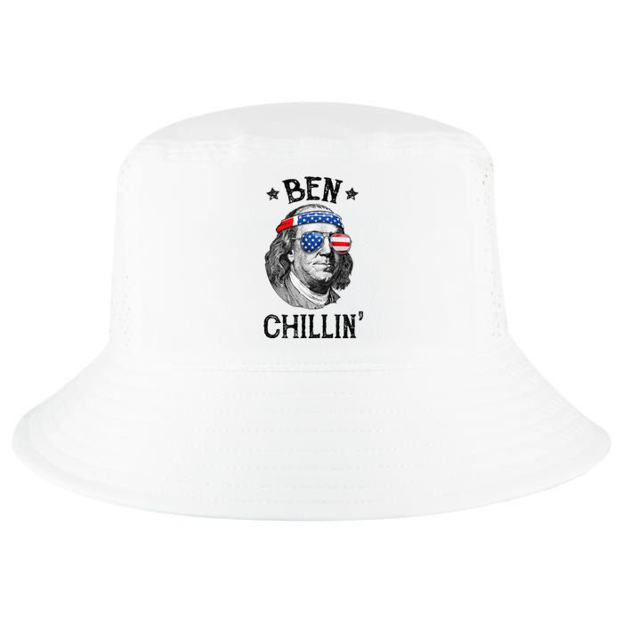 Ben Chillin 4th of July Ben Franklin USA Independence Flag Cool Comfort Performance Bucket Hat